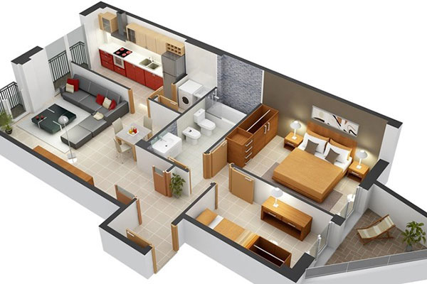 Thiết kế 3D nội thất, triển khai bản vẽ