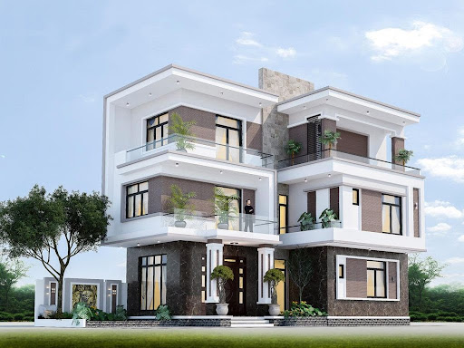 Mặt bằng biệt thự mặt tiền 8m sang trọng