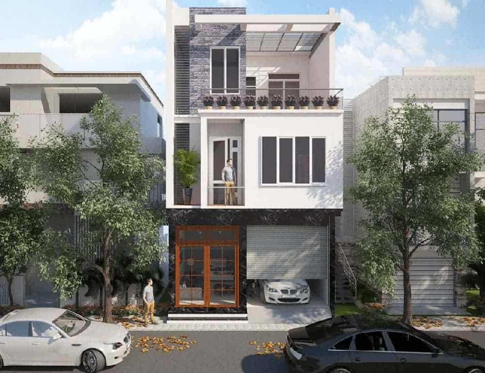 Thiết kế gara ô tô trong nhà ống 6m