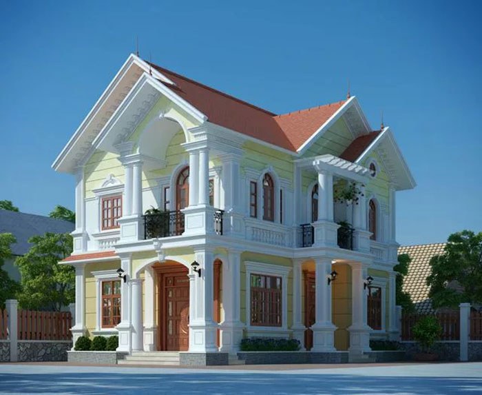 Thiết kế và công năng nhà phố 2 tầng mái thái hiện đại