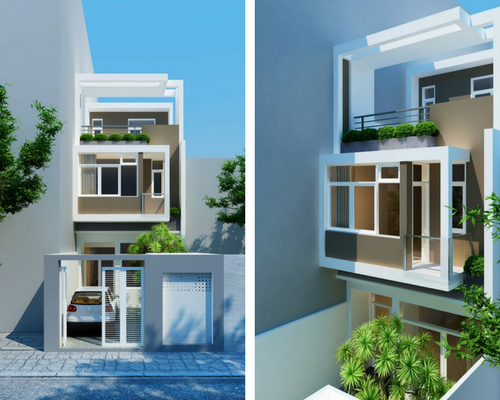 Nhà phố 5x20 3 tầng có sân vườn