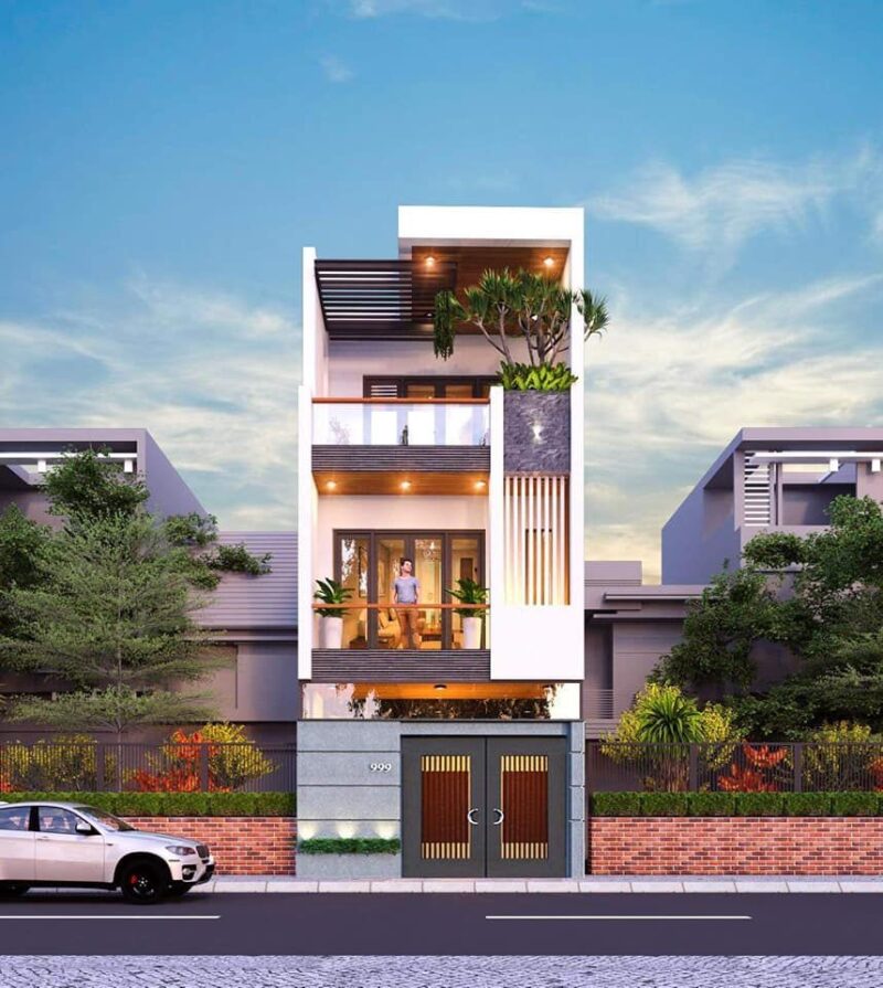 thiết kế nhà đẹp 3 tầng mặt tiền 7m