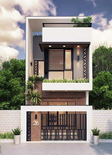 Thi công nhà phố 2 tầng mái bằng phong cách hiện đại