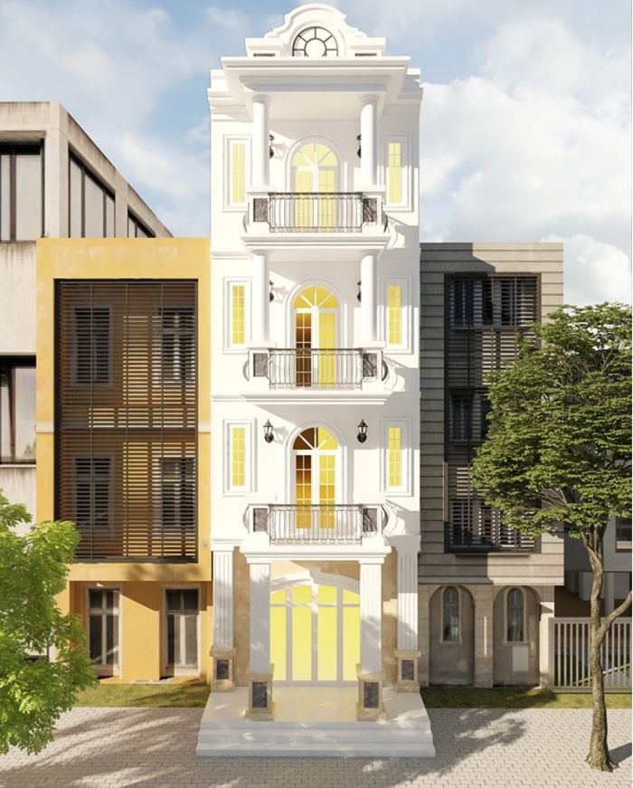 Lưu ý trong thiết kế nhà phố tân cổ điển 4 tầng